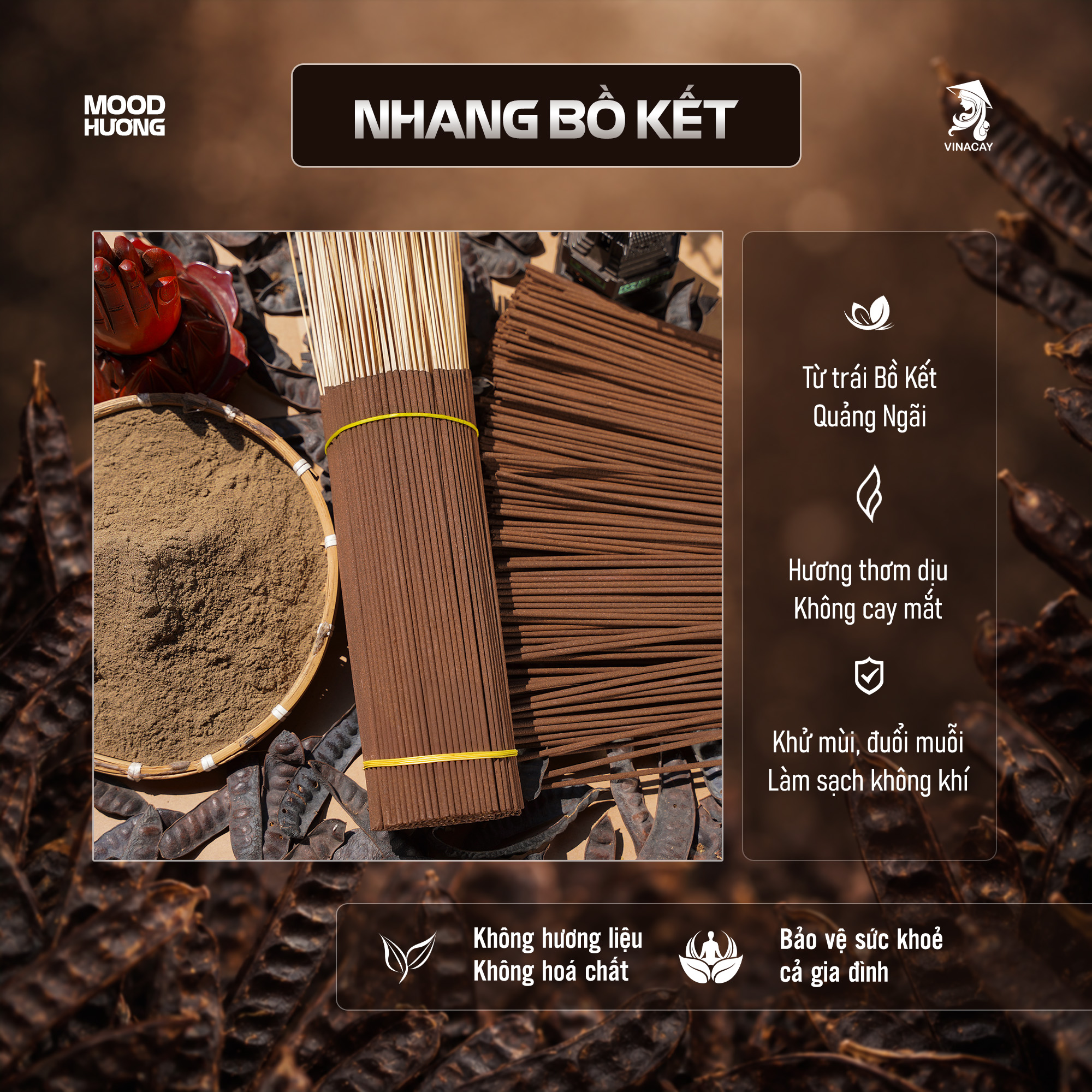 Nhang Bồ Kết Quảng Ngãi Tự Nhiên Vinacay (500g / 1kg)