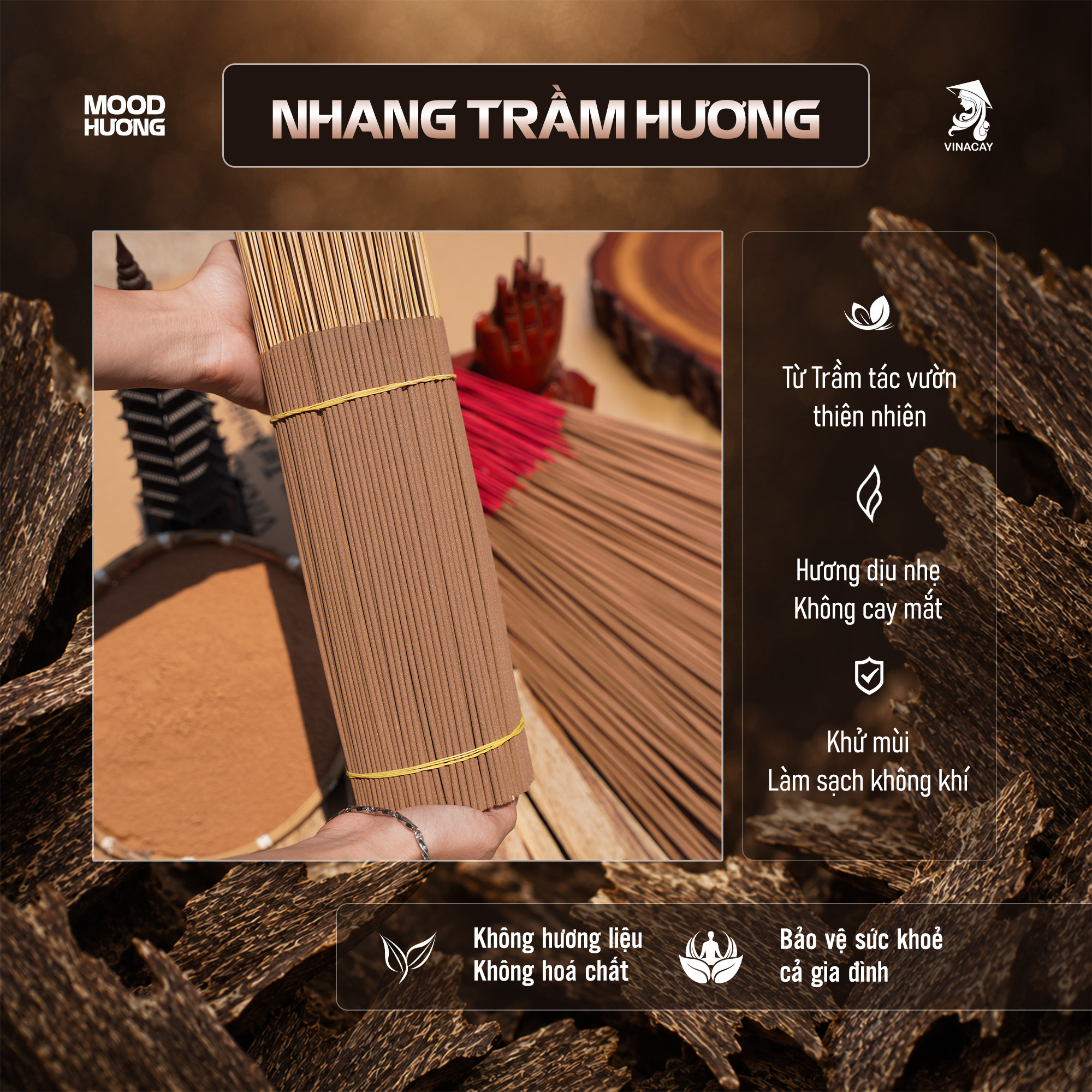 Nhang Trầm Hương Quảng Ngãi Tự Nhiên Vinacay (500g / 1kg)