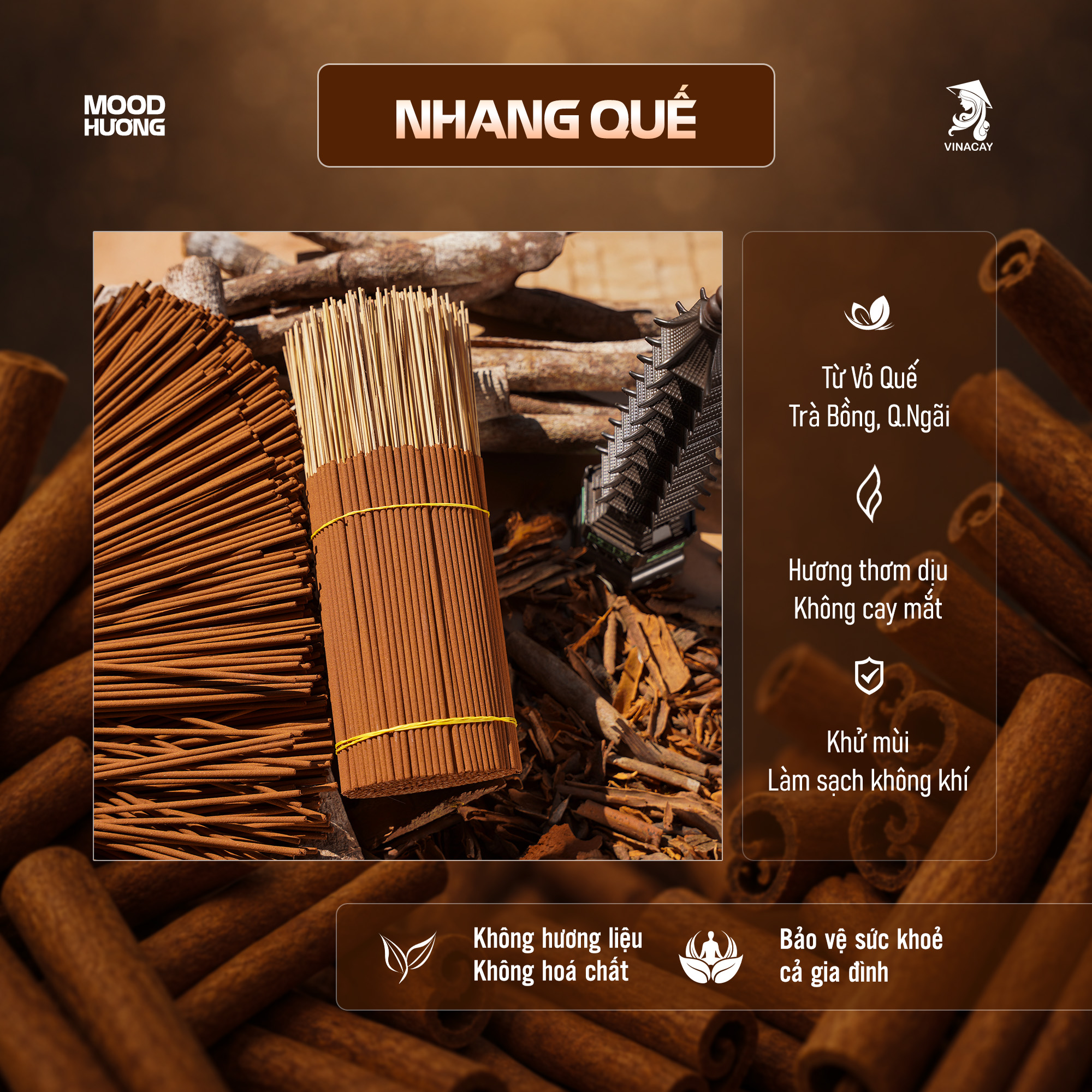 Nhang Quế Quảng Ngãi Vinacay Bó 1kg (500 cây)
